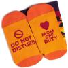 imageLavley Funny Novelty Socks for Women  Unisex One Size Fits Most  Gifts for Her Moms Grandmas and More Do Not Disturb Mom Off Duty