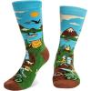 imageLavley Funny Socks for Outdoor Activities Lovers and More  Novelty Gifts for Men Women and Teens US Alpha One Size Regular Regular Happy Camper