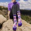 imageLavley Funny Socks for Outdoor Activities Lovers and More  Novelty Gifts for Men Women and TeensRise and Climb Purple