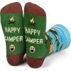 imageLavley Funny Socks for Outdoor Activities Lovers and More  Novelty Gifts for Men Women and Teens US Alpha One Size Regular Regular Happy Camper