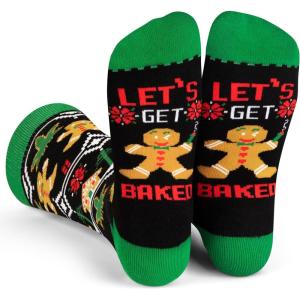 imageLavley Funny Holiday Socks For Adults and Teens Gifts For Christmas Thanksgiving Valentines Day HalloweenLets Get Baked