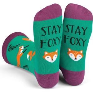 imageLavley Funny Novelty Socks for Women  Unisex One Size Fits Most  Gifts for Her Moms Grandmas and MoreStay Foxy