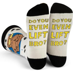imageLavley Funny Socks for Outdoor Activities Lovers and More  Novelty Gifts for Men Women and TeensDo You Even Lift Bro Gray