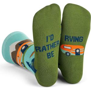 imageLavley Funny Socks for Outdoor Activities Lovers and More  Novelty Gifts for Men Women and TeensId Rather Be Rving