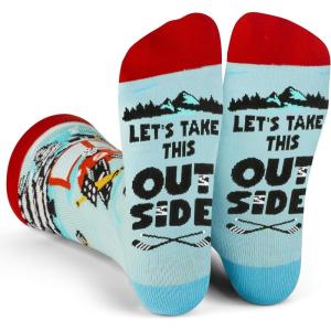 imageLavley Funny Socks for Outdoor Activities Lovers and More  Novelty Gifts for Men Women and TeensLets Take This Outside Hockey