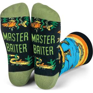 imageLavley Funny Socks for Outdoor Activities Lovers and More  Novelty Gifts for Men Women and TeensMaster Baiter