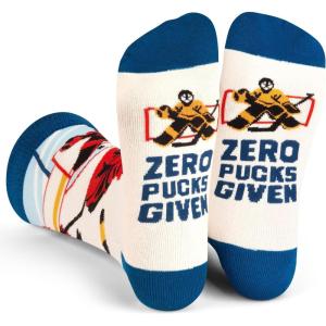 imageLavley Funny Socks for Outdoor Activities Lovers and More  Novelty Gifts for Men Women and TeensNo Pucks Given Hockey