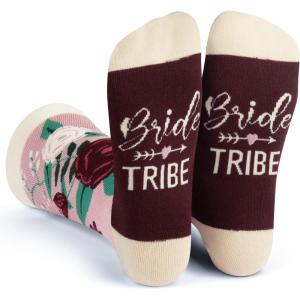 imageLavley Funny Wedding Socks For Men and Women  Gifts For Groom Groomsmen Bride Bridesmaids and Wedding PartyBride Tribe