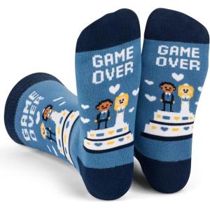 imageLavley Funny Wedding Socks For Men and Women  Gifts For Groom Groomsmen Bride Bridesmaids and Wedding PartyGame Over