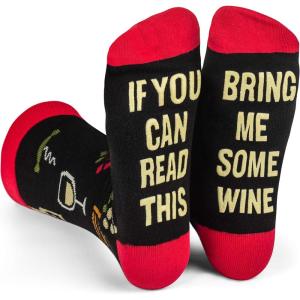 imageLavley If You Can Read This Bring Me Funny Socks  Novelty Gifts for Men Women and TeensBring Me Wine Red Wine