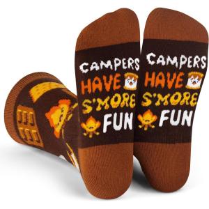 imageLavley Kids Christmas Socks  Funny Stocking Stuffers For Kids Size 15 Age 710Campers Have Smore Fun