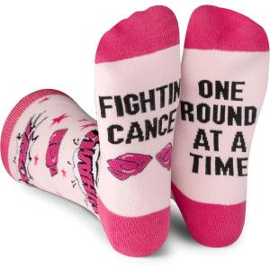imageLavley Medical Themed Socks for Nurses Doctors and Cancer Survivors  Unisex Style for Men and Women US Alpha One Size Regular Regular Beat Cancer Pink