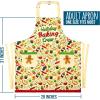 imageLavley Christmas Baking Aprons With Pockets For Women Men and Kids  100 Cotton Long Waist Ties Adjustable Neck StrapHoliday Baking Crew