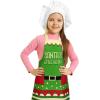 imageLavley Christmas Baking Aprons With Pockets For Women Men and Kids  100 Cotton Long Waist Ties Adjustable Neck StrapSantas Little Helper Kids