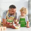 imageLavley Christmas Baking Aprons With Pockets For Women Men and Kids  100 Cotton Long Waist Ties Adjustable Neck StrapSantas Little Helper Kids