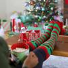 imageLavley Knee High Christmas Socks For Adults  Cute Holiday Party Outfit Accessories for Women and Men  Santa Suit ampamp Elf 2 Pack