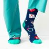 imageLavley Medical Themed Socks for Nurses Doctors and Cancer Survivors  Unisex Style for Men and WomenMedical Worker BlueTeal