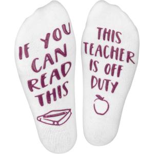 imageHaute Soiree Womens Novelty Socks  If You Can Read This Bring Me Some  One Size Fits AllThis Teacher is Off Duty