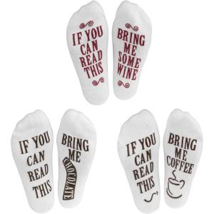 imageHaute Soiree Womens Novelty Socks  If You Can Read This Bring Me Some  One Size Fits AllVariety 3 Pack Chocolate  Coffee  Wine