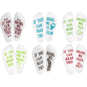 imageHaute Soiree Womens Novelty Socks  If You Can Read This Bring Me Some  One Size Fits AllVariety 6 Pack