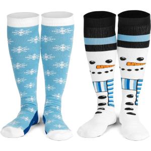 imageKnee High Christmas Socks For Adults  Cute Holiday Party Outfit Accessories For Women and Men  One Size LongSnowflakes  Snowman