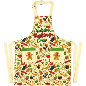 imageLavley Christmas Baking Aprons With Pockets For Women Men and Kids  100 Cotton Long Waist Ties Adjustable Neck StrapKids  Holiday Baking Crew