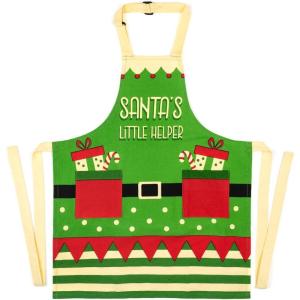 imageLavley Christmas Baking Aprons With Pockets For Women Men and Kids  100 Cotton Long Waist Ties Adjustable Neck StrapSantas Little Helper Kids