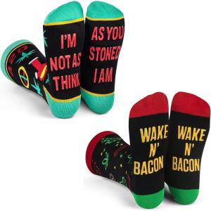 imageLavley Funny 420 Marijuana Weed Socks For Men ampamp Women  Stoner Gifts For Pot SmokersWeed Socks 2 Pack