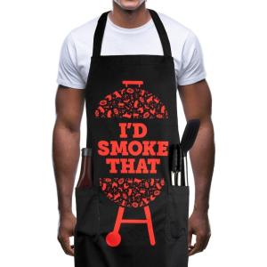 imageLavley Funny Cooking Aprons Grilling Gift For Men ampamp Women With Pockets Extra Long Waist Ties ampamp Adjustable Neck StrapId Smoke That