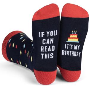 imageLavley If You Can Read This Bring Me Funny Socks  Novelty Gifts for Men Women and Teens US Alpha One Size Regular Regular Its My Birthday