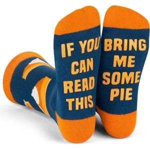 imageLavley If You Can Read This Bring Me Funny Socks  Novelty Gifts for Men Women and Teens US Alpha One Size Regular Regular Pie