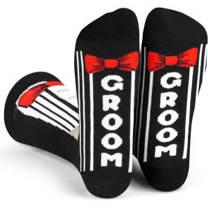 imageLavley Funny Wedding Socks For Men and Women  Gifts For Groom Groomsmen Bride Bridesmaids and Wedding PartyGroomtuxsocks
