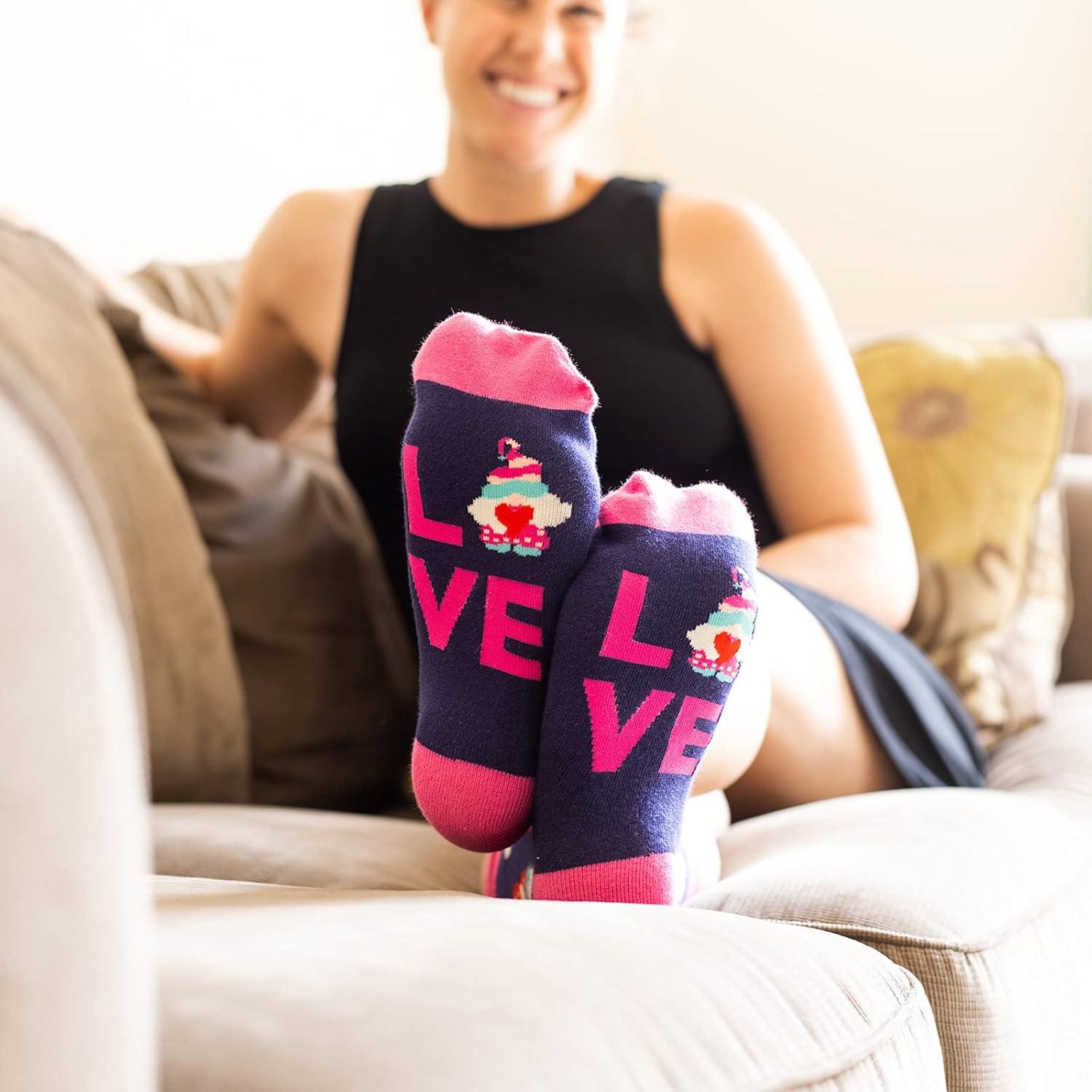 imageLavley Fun and Funny Socks for Women  Cute Colorful Acessory Gifts for Adults and Teens  One Size Fits Most LadiesGnome Love