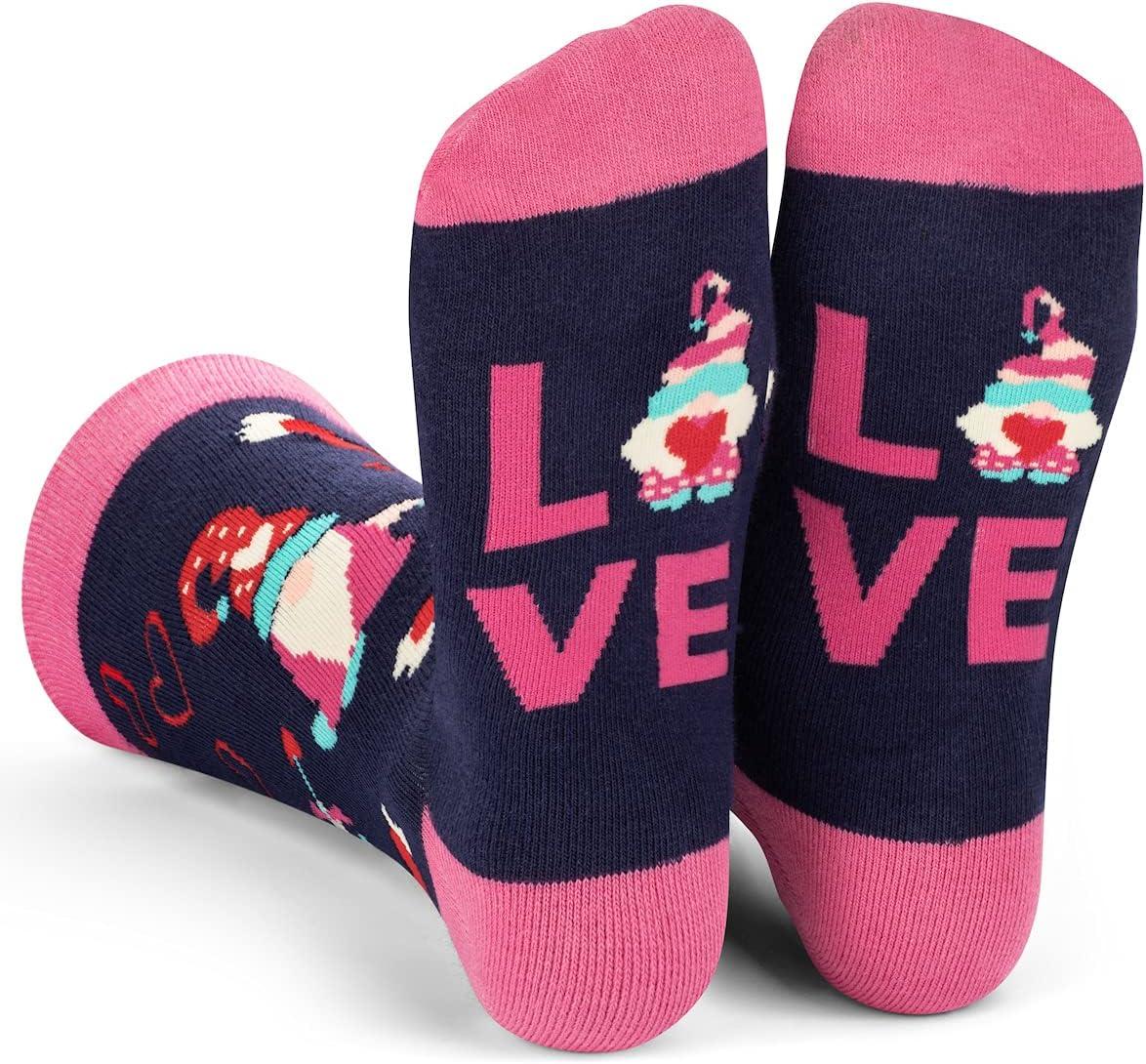 imageLavley Fun and Funny Socks for Women  Cute Colorful Acessory Gifts for Adults and Teens  One Size Fits Most LadiesGnome Love