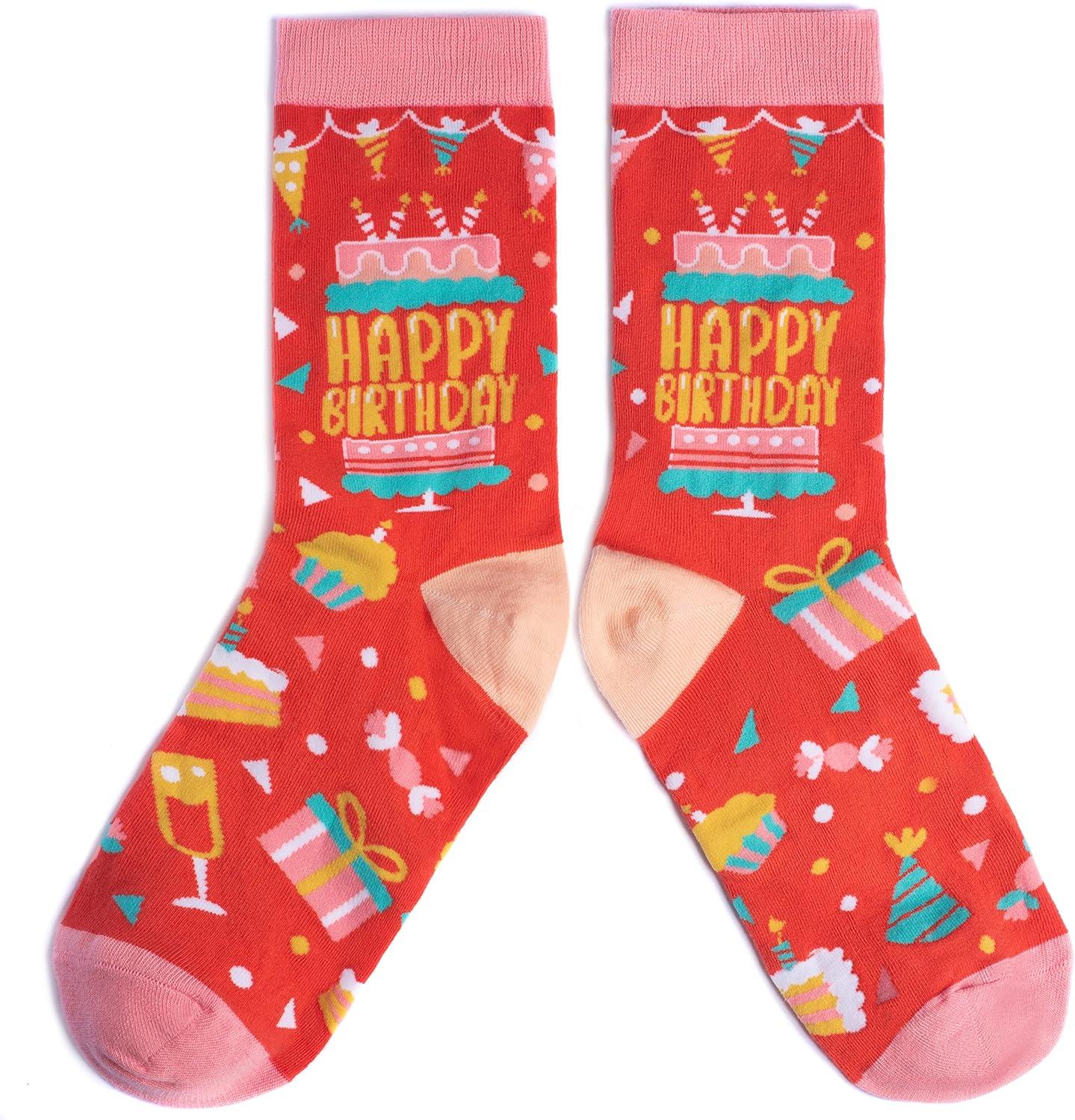 imageLavley Fun and Funny Socks for Women  Cute Colorful Acessory Gifts for Adults and Teens  One Size Fits Most LadiesHappy Birthday