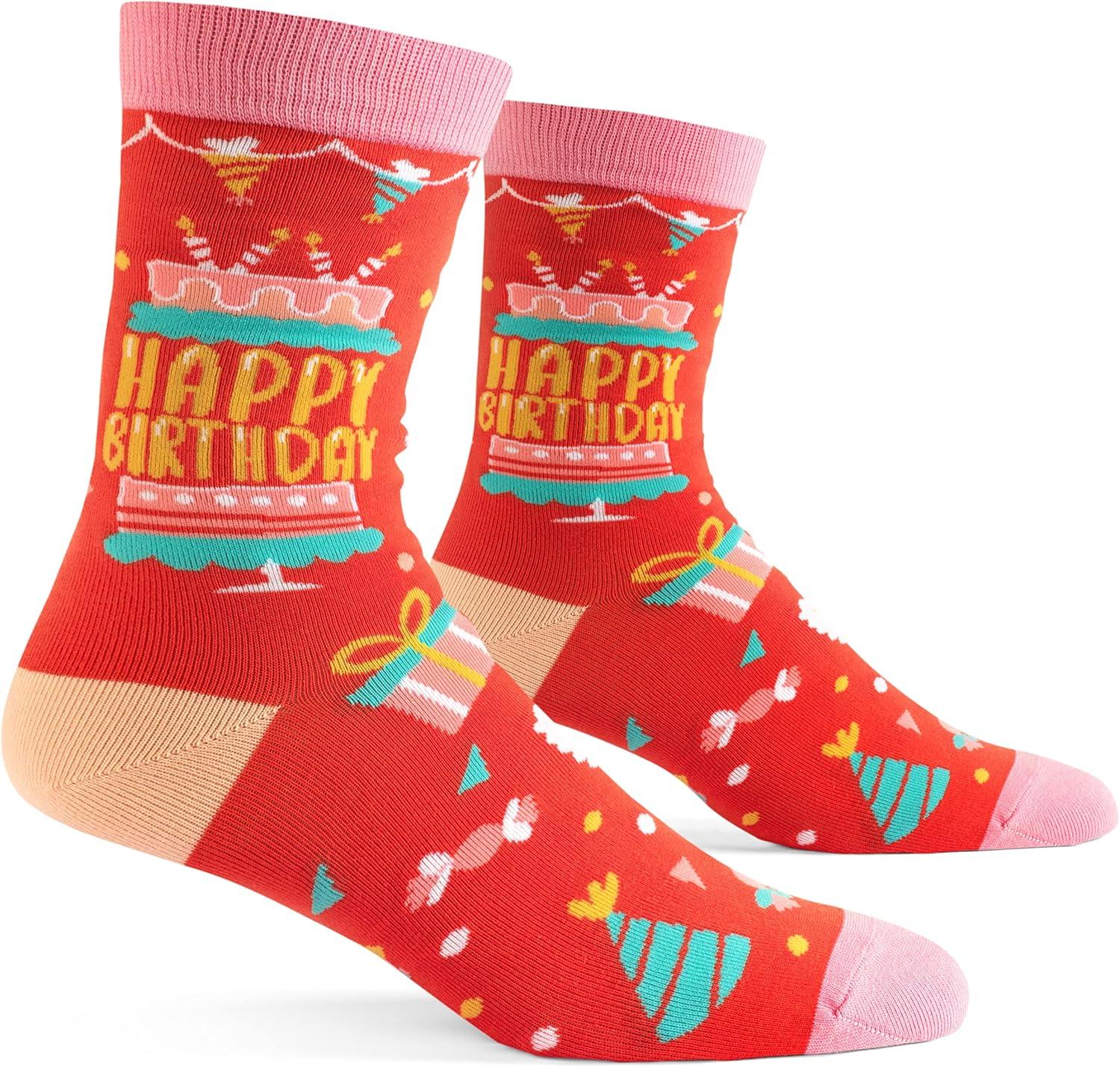 imageLavley Fun and Funny Socks for Women  Cute Colorful Acessory Gifts for Adults and Teens  One Size Fits Most LadiesHappy Birthday