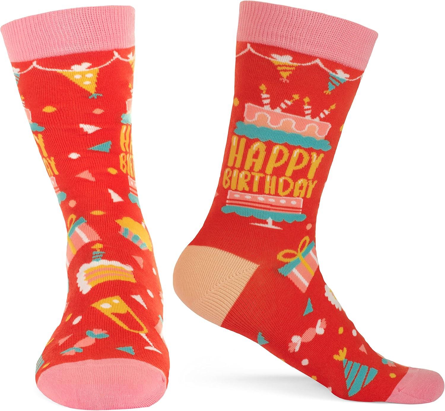 imageLavley Fun and Funny Socks for Women  Cute Colorful Acessory Gifts for Adults and Teens  One Size Fits Most LadiesHappy Birthday