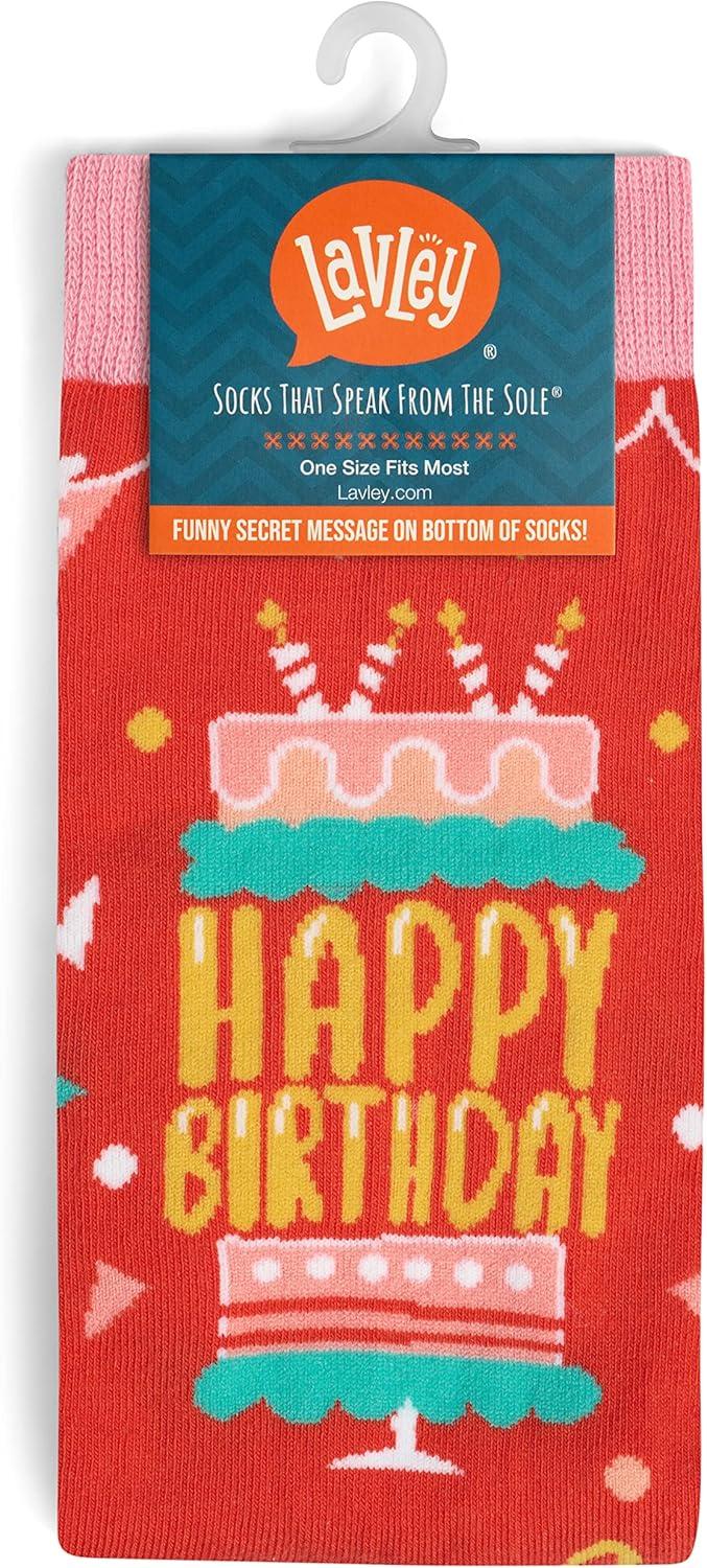 imageLavley Fun and Funny Socks for Women  Cute Colorful Acessory Gifts for Adults and Teens  One Size Fits Most LadiesHappy Birthday