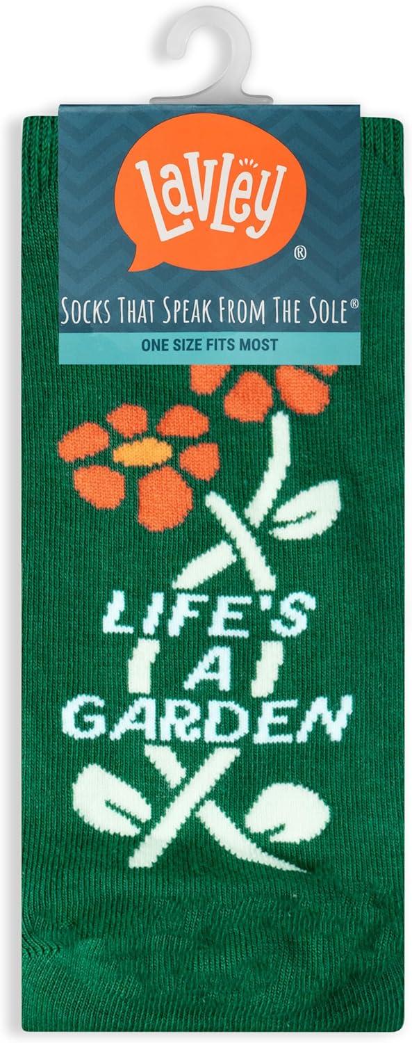 imageLavley Fun and Funny Socks for Women  Cute Colorful Acessory Gifts for Adults and Teens  One Size Fits Most LadiesLifes a Garden  Dig It