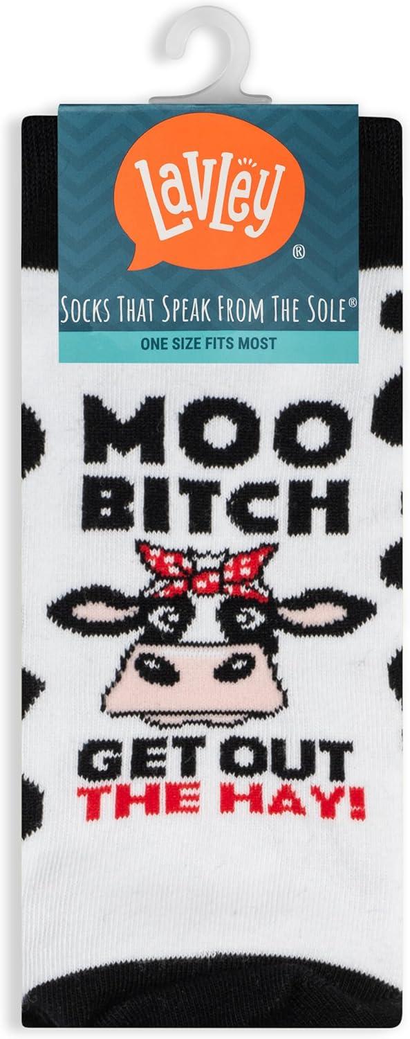 imageLavley Fun and Funny Socks for Women  Cute Colorful Acessory Gifts for Adults and Teens  One Size Fits Most LadiesMoo  Cow