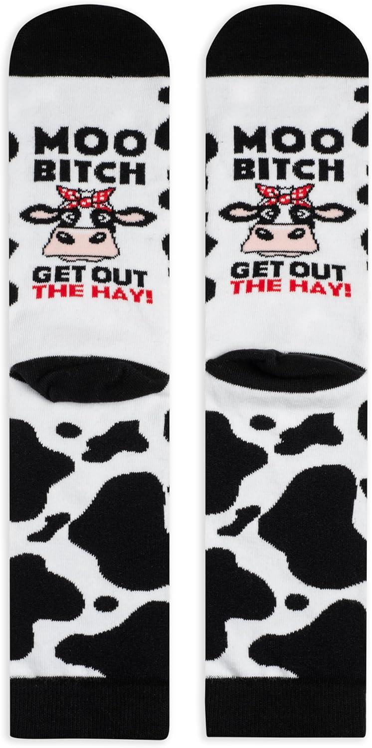 imageLavley Fun and Funny Socks for Women  Cute Colorful Acessory Gifts for Adults and Teens  One Size Fits Most LadiesMoo  Cow