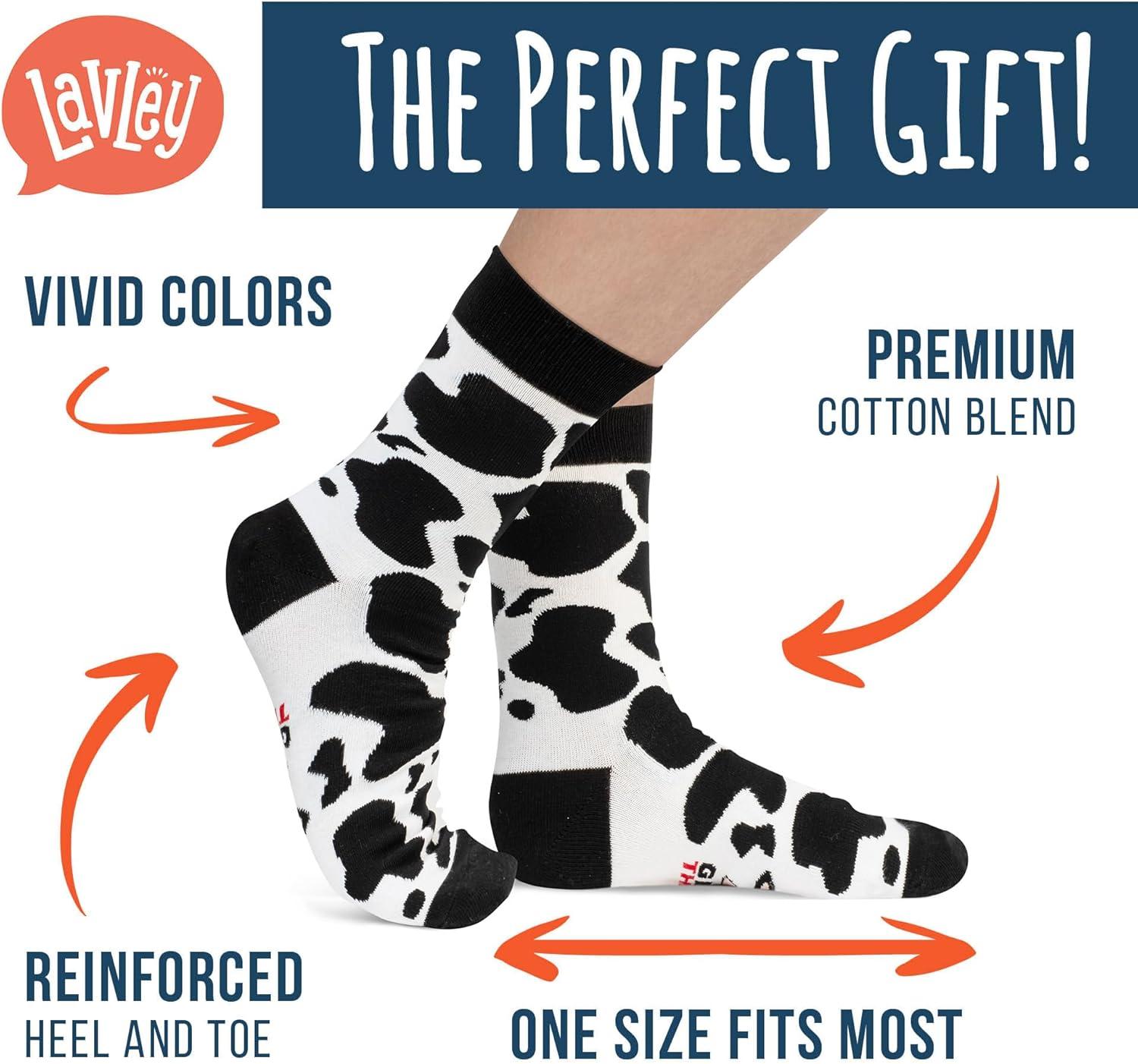 imageLavley Fun and Funny Socks for Women  Cute Colorful Acessory Gifts for Adults and Teens  One Size Fits Most LadiesMoo  Cow