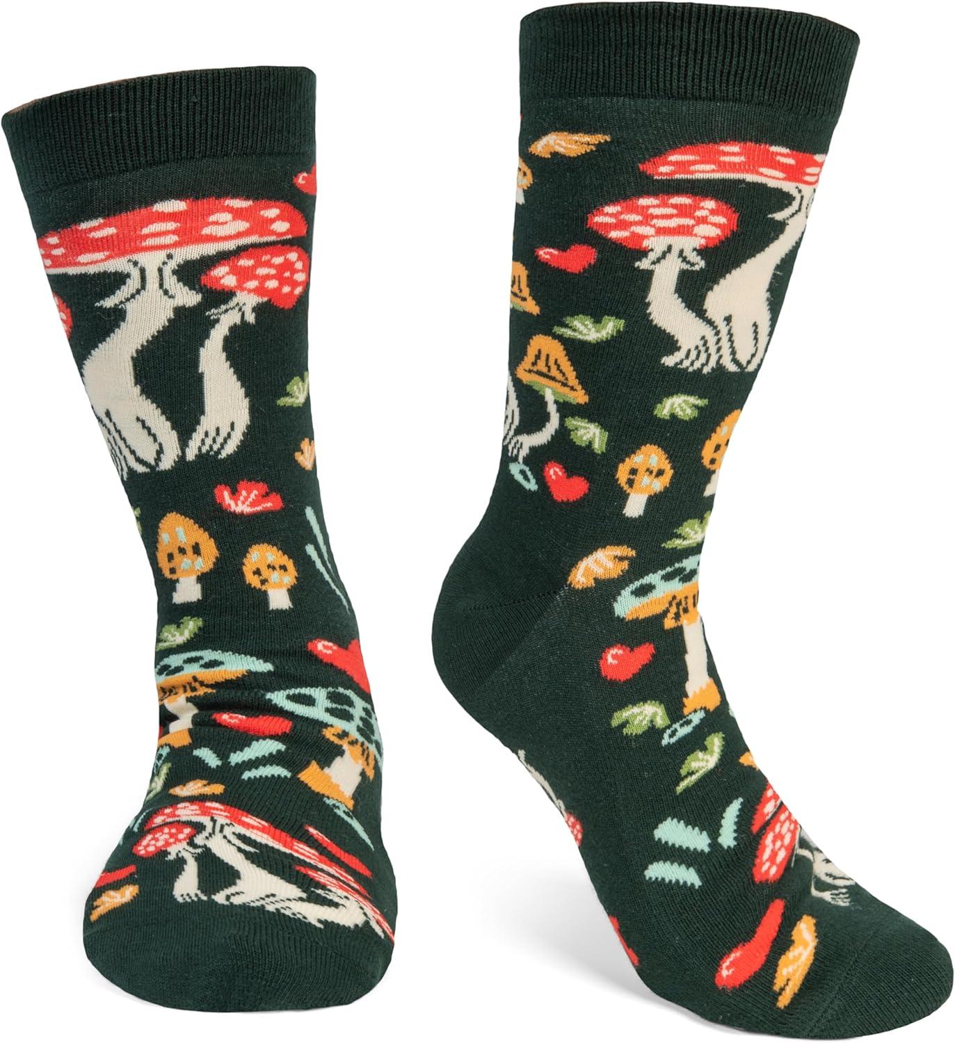 imageLavley Fun and Funny Socks for Women  Cute Colorful Acessory Gifts for Adults and Teens  One Size Fits Most LadiesMush Love Mushrooms