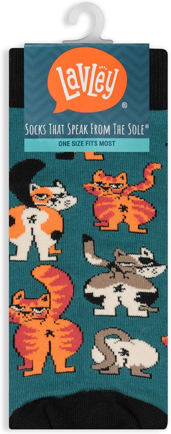 imageLavley Fun and Funny Socks for Women  Cute Colorful Acessory Gifts for Adults and Teens  One Size Fits Most LadiesNothing Butt Cats
