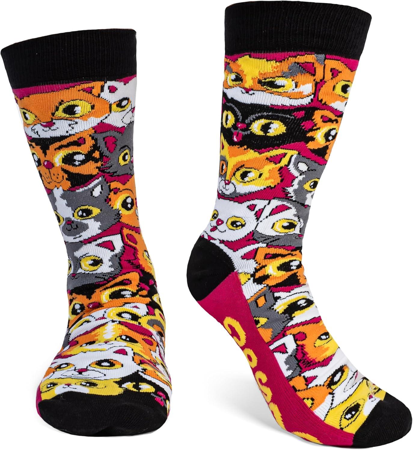 imageLavley Fun and Funny Socks for Women  Cute Colorful Acessory Gifts for Adults and Teens  One Size Fits Most LadiesOne Cat Shy of Crazy