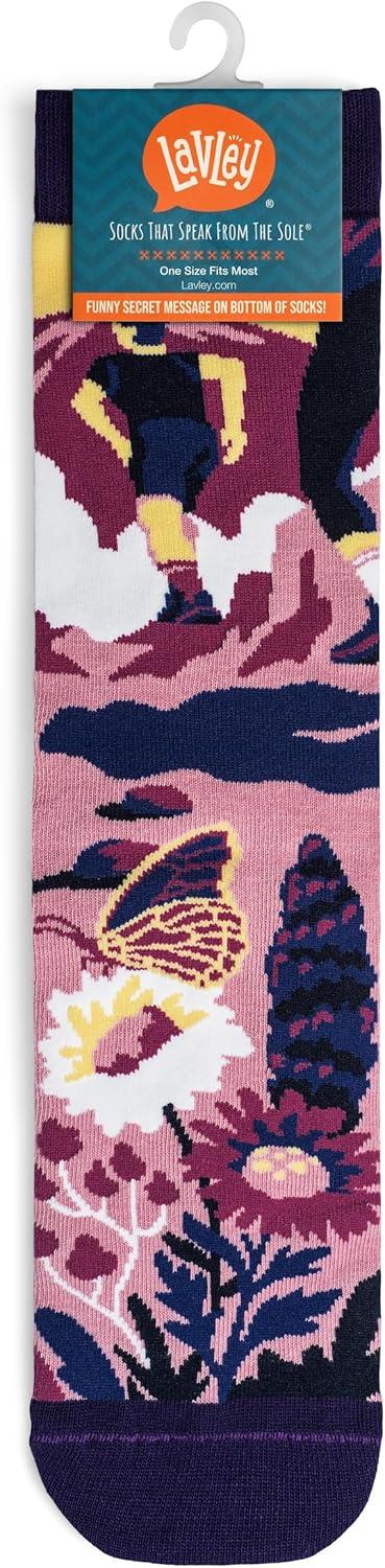 imageLavley Fun and Funny Socks for Women  Cute Colorful Acessory Gifts for Adults and Teens  One Size Fits Most LadiesRise and Climb Purple