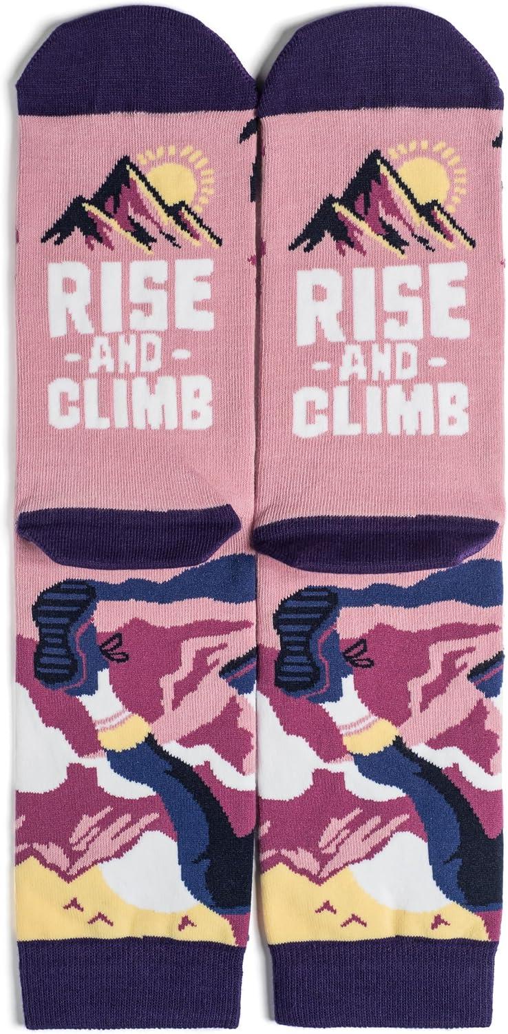 imageLavley Fun and Funny Socks for Women  Cute Colorful Acessory Gifts for Adults and Teens  One Size Fits Most LadiesRise and Climb Purple