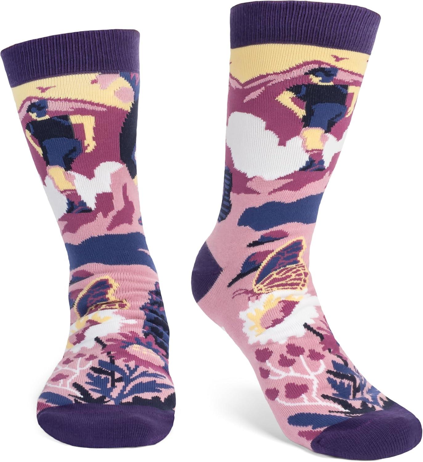 imageLavley Fun and Funny Socks for Women  Cute Colorful Acessory Gifts for Adults and Teens  One Size Fits Most LadiesRise and Climb Purple