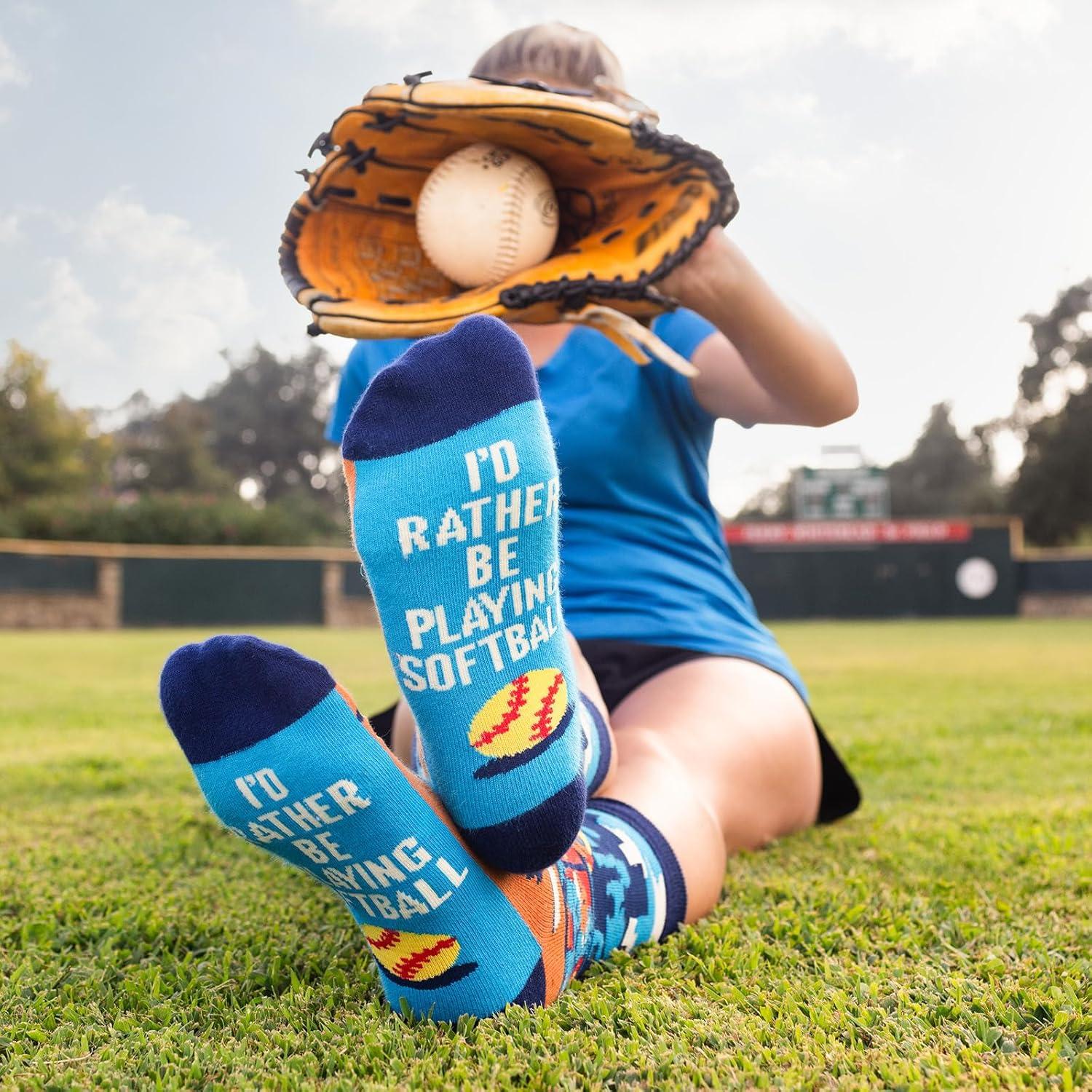 imageLavley Fun and Funny Socks for Women  Cute Colorful Acessory Gifts for Adults and Teens  One Size Fits Most LadiesSoftball