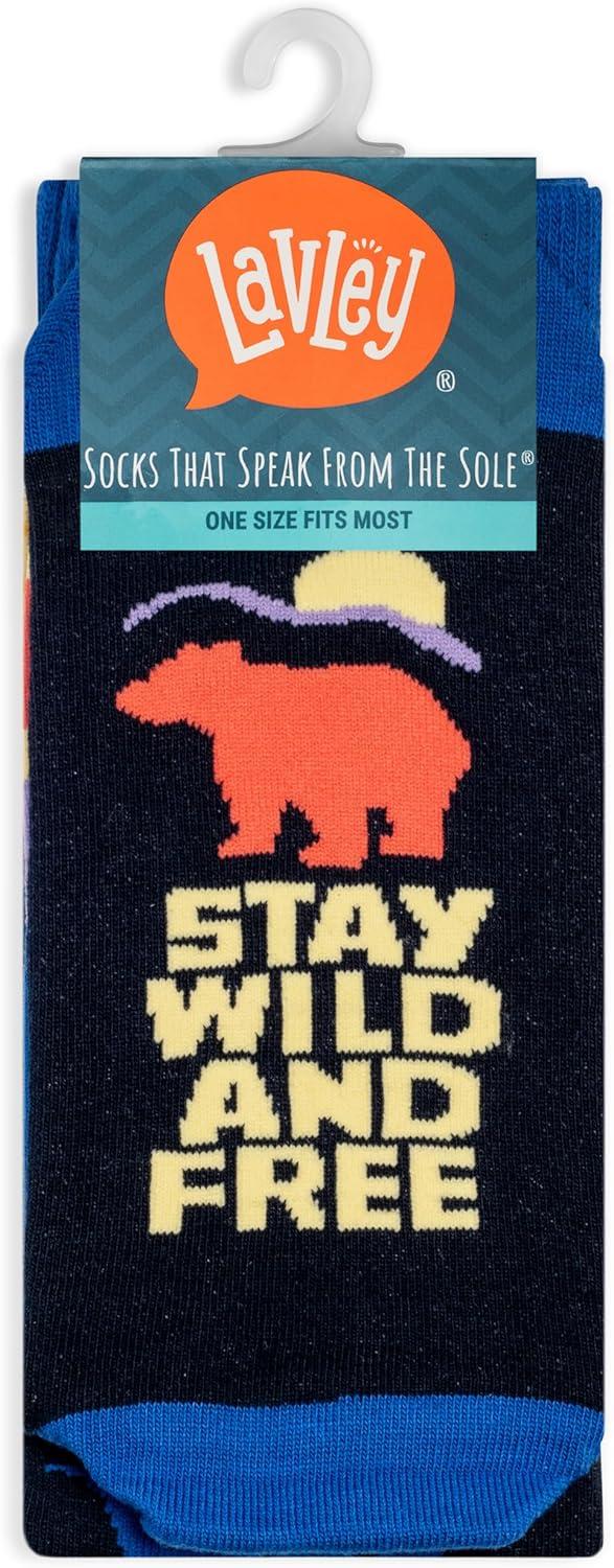 imageLavley Fun and Funny Socks for Women  Cute Colorful Acessory Gifts for Adults and Teens  One Size Fits Most LadiesStay Wild and Free